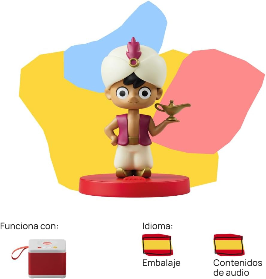 Klangfigur – Aladdin und die wunderbare Lampe – Geschichten und Klanggeschichten – Spielzeug, Lerninhalt, auf Spanisch, für Mädchen und Jungen im Alter von 4–6 Jahren. Bebe Naty Shop Toys