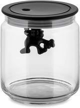 Alessi „Gianni“ Küchenglas aus Glas mit versiegeltem Deckel, Thermoplastharz, Schwarz, 27,5 x 13,5 x 28 cm. Aufbewahrungsboxen für Lebensmittel. Naty Shop Glas, Schwarz 12 cm