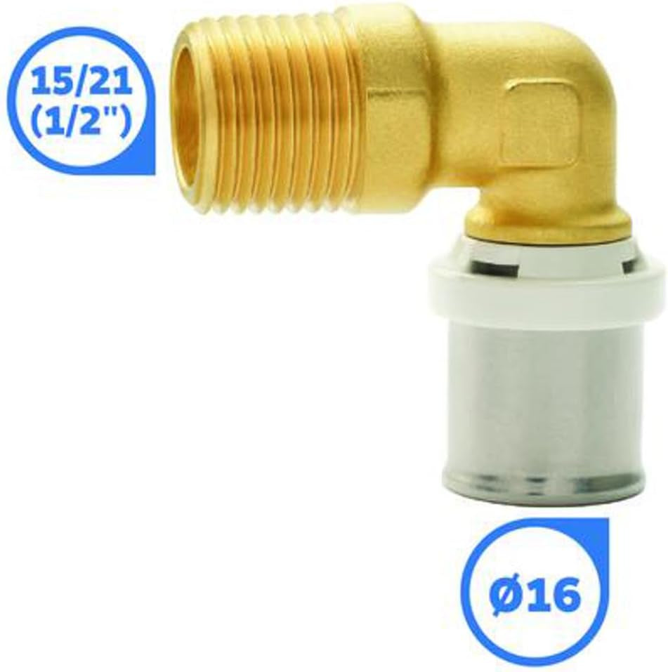 SOMATHERM FÜR SIE - / 5711-16-15 - Winkelpressrohr Ø16 mehrschichtig - M15/21 (1/2'') Anschluss eines Mehrschichtrohrs mit einem Durchmesser von Ø16
