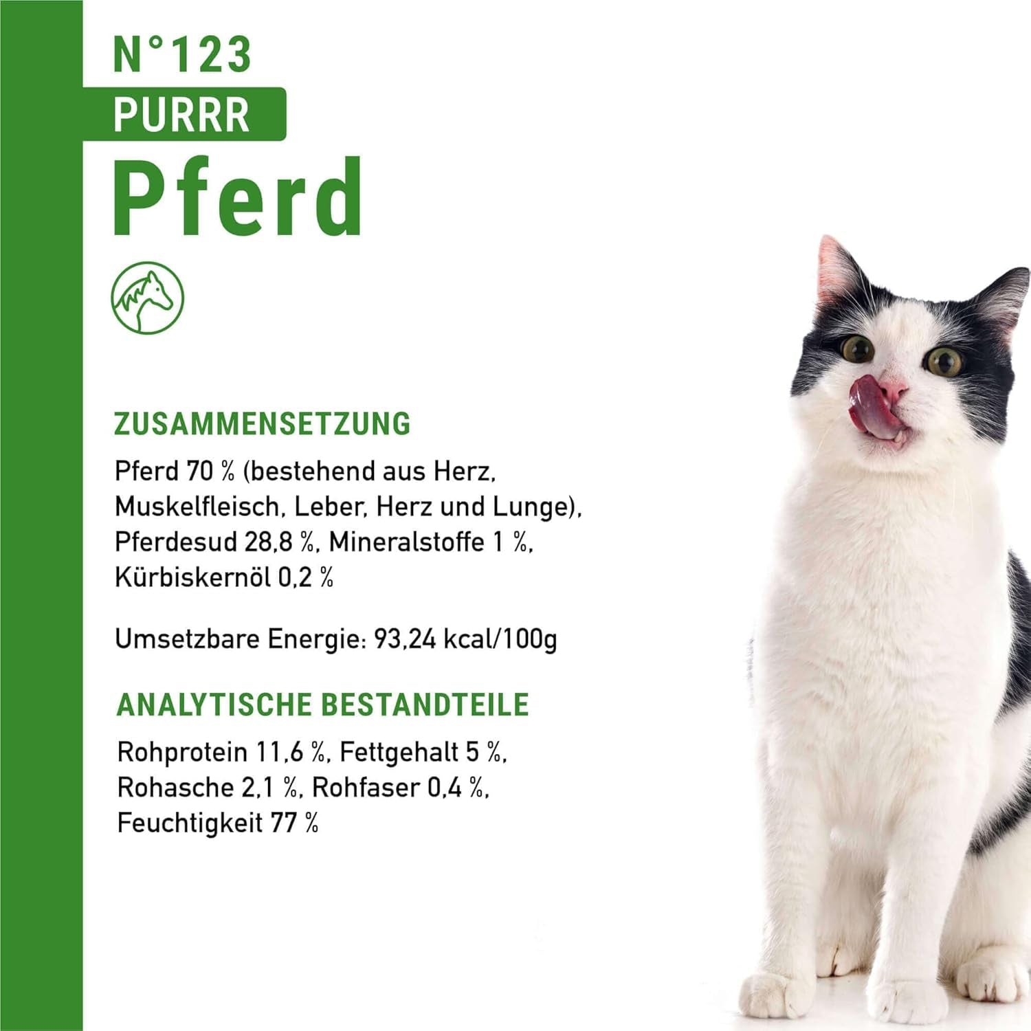 Nassfutter für Katzen Catz Finefood Purrrr Horse Monoprotein Nr. 123, für Katzen mit empfindlicher Verdauung, 70 % Fleischanteil, 6 Boxen x 400 g