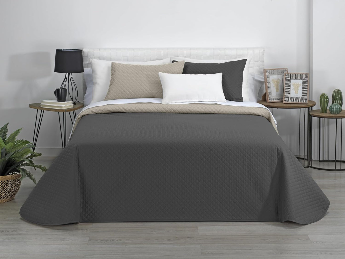 Estoralis | AVA | Wende-Boutique-Steppdecke | Für alle Jahreszeiten | Farbe - Grau/Anthrazit | Für Bett 80/90 cm. Bett. (180 x 270 cm. Ancho X Alto) | Steppdecke Quilts und Quilts Naty Shop Standardtitel
