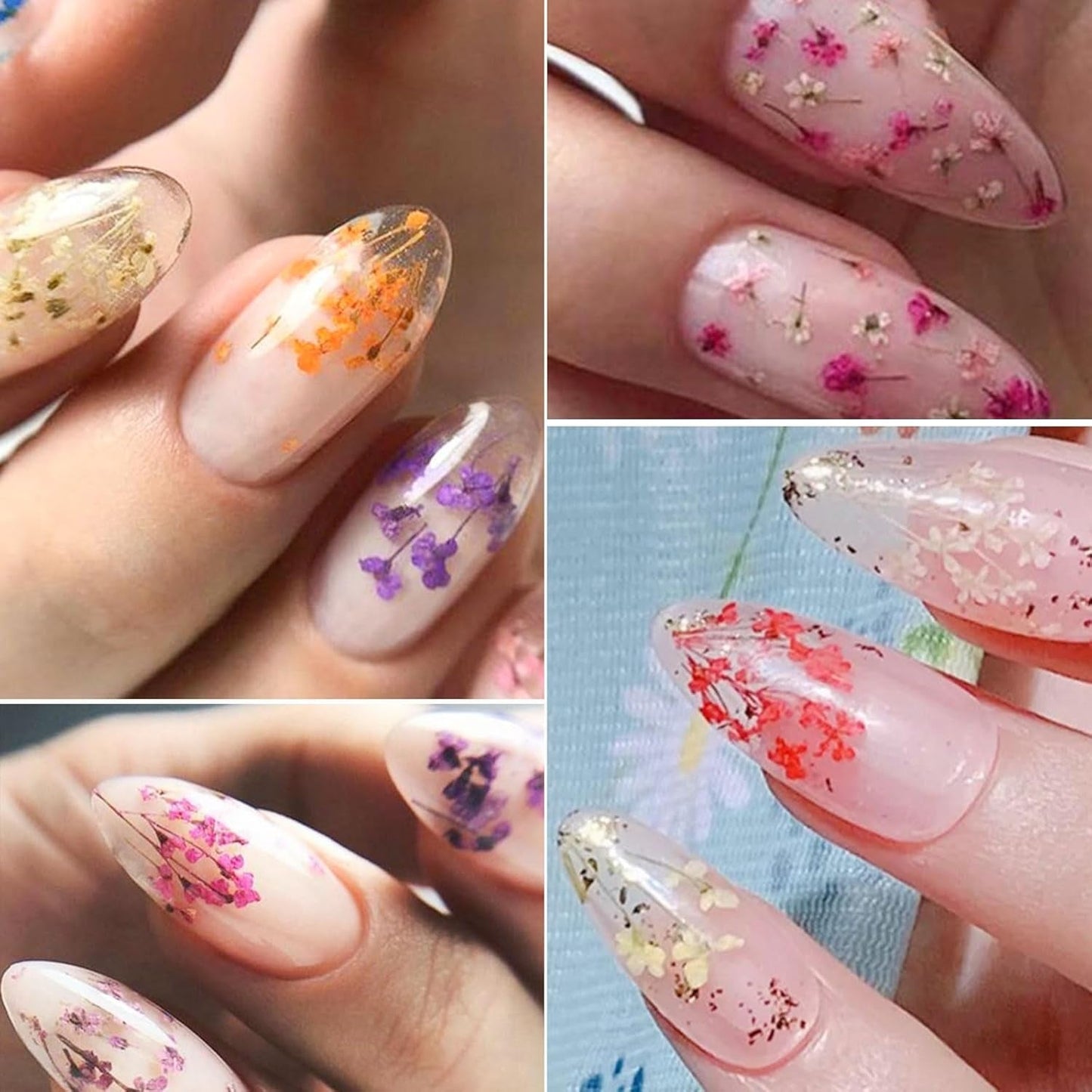 Getrocknete Blumen für Nägel, 8 Gläser, 3D-getrocknete Blumen für Nägel, natürliche bunte Nagelaufkleber, getrocknete Blumen, Nagelzubehör für Nageldekoration, DIY-Handwerk