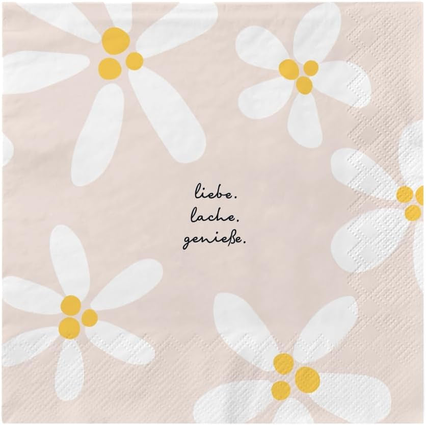 Grafik Werkstatt Servietten Mit Spruch Groß | 20 Stück | 16,5 x 16,5 cm | Farbige | Liebe. Lachen. Genießen.