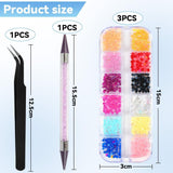 Harz Strasssteine ​​​​4200Pcs Strass Kristalle 1Mm-5Mm Gemischte Kinder Bastelsachen Kit Mit Strass Mit Picking Pinzette Und Stift Für DIY Nägel Kleidung Kunsthandwerk Gemischt Becher Party (A)