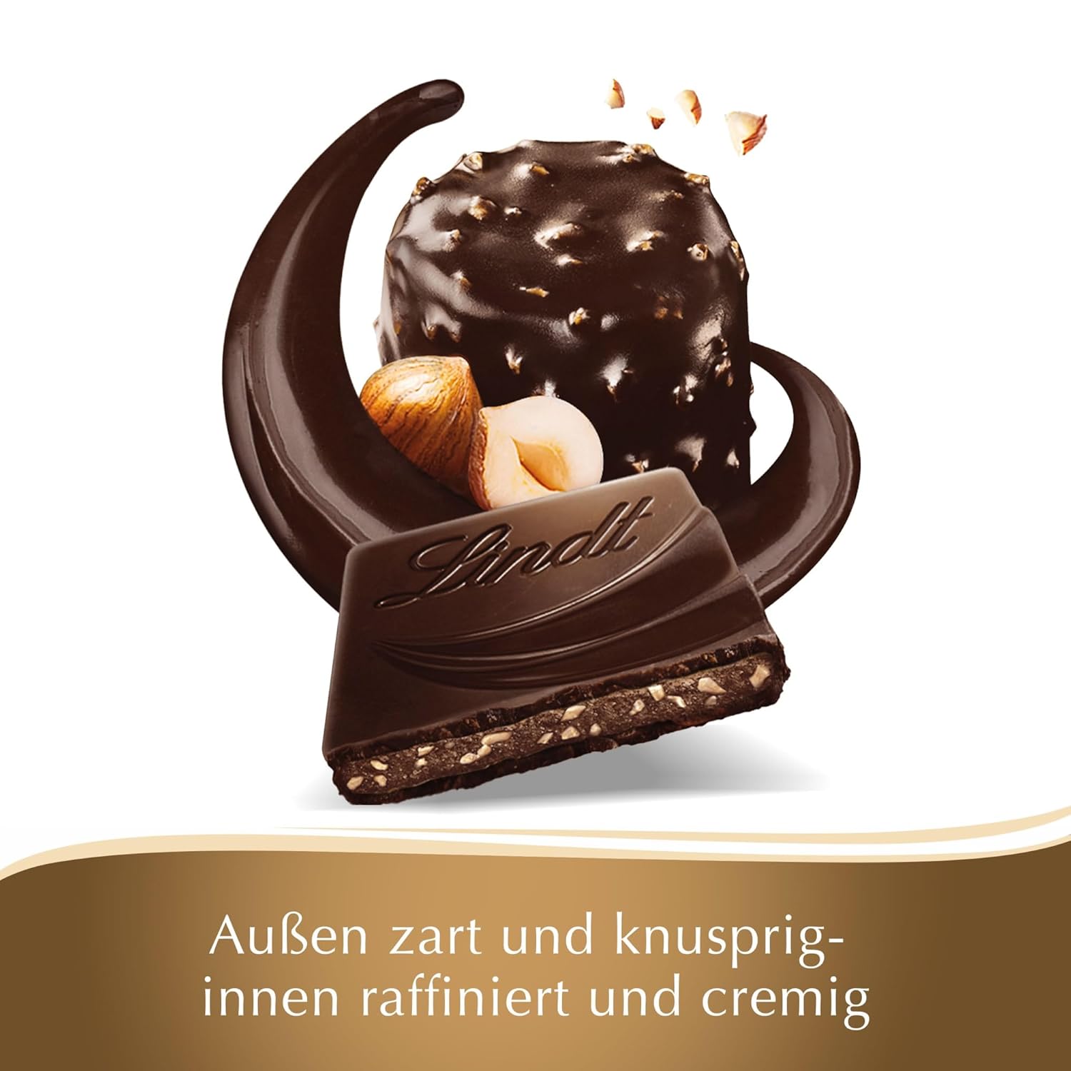 Lindt Creation Hazelnut De Luxe Bar – Dunkle Schokolade mit knusprigen Haselnüssen in cremiger Füllung