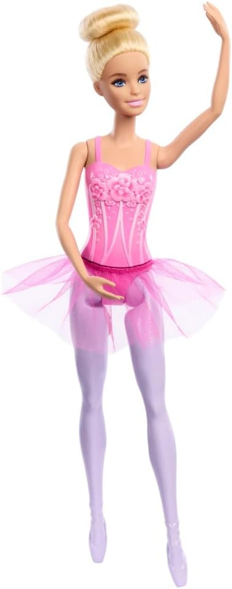 Barbie-Ballerina-Puppe, modische blonde Puppe in abnehmbarem lila Tutu mit Ballettarmen und spitzen Schuhen HRG34