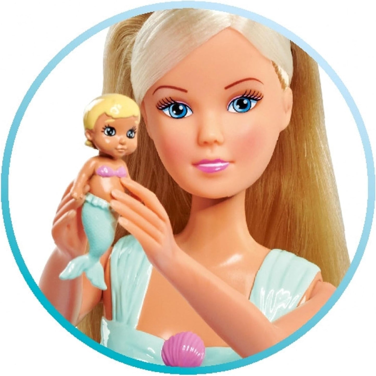 Simba 105733524 – Steffi Love Mermaid Family Schwangere Meerjungfrau Kevin Puppe mit Babybett, 29 cm, Modepuppen, Spielpuppen für 3 Jahre und älter