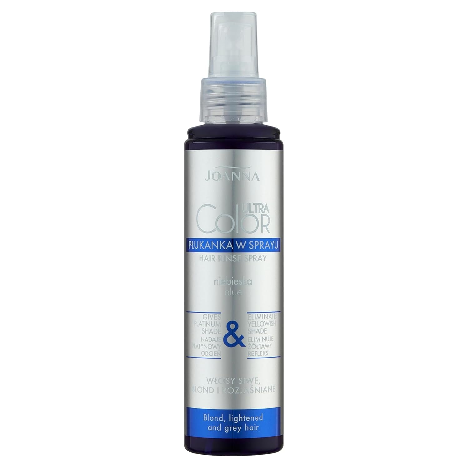 Joanna Ultra Color – Rosa Farbspülung für blondes und helles Haar – Pastellrosa – natürlicher Glanz – entfernt den Gelbstich aus graublondem Haar – temporäre Wirkung – 150 ml Naty Shop Haarfärbemittel Platinblond Spray 150 ml (1 Packung)