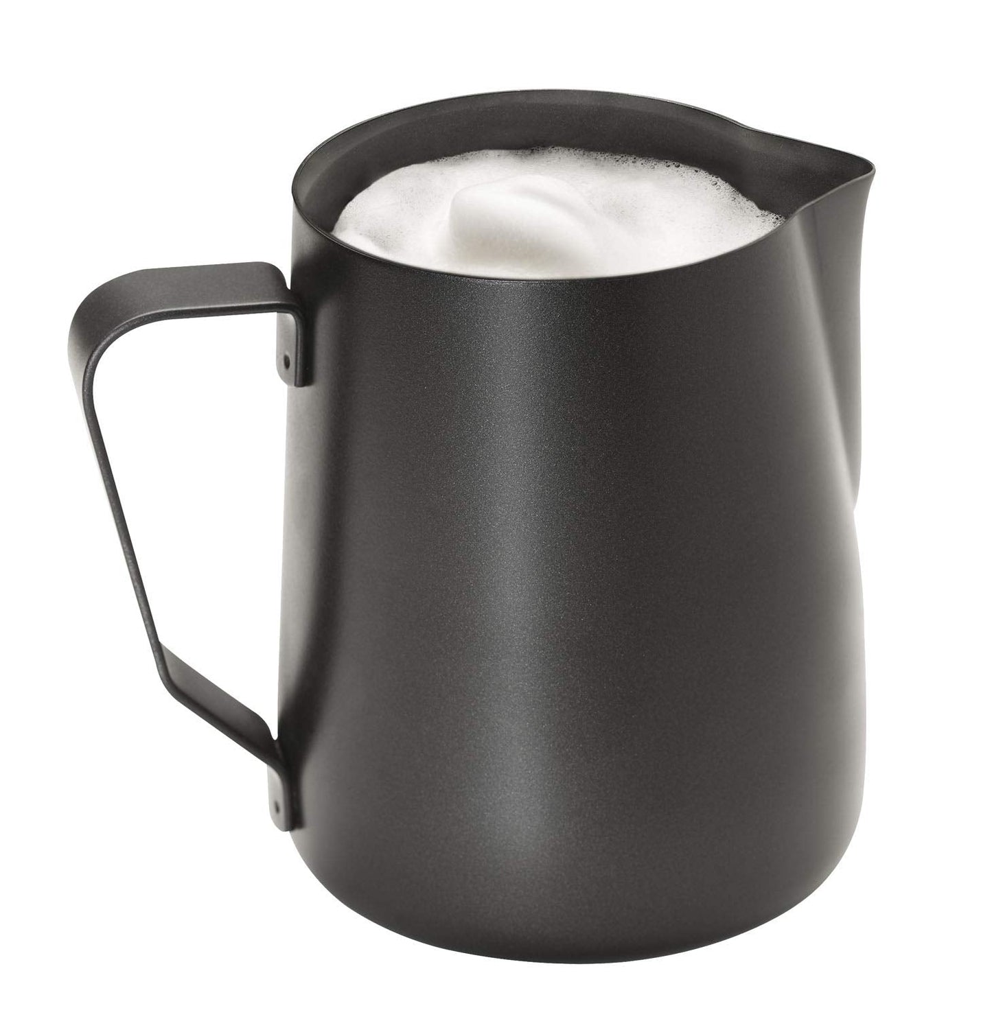APS Milchkännchen – Hochwertiges Milchkännchen mit Antihaftbeschichtung aus Edelstahl – Perfekt zum Aufschäumen von Milch – Universalkaraffe, schwarz, 600 ml