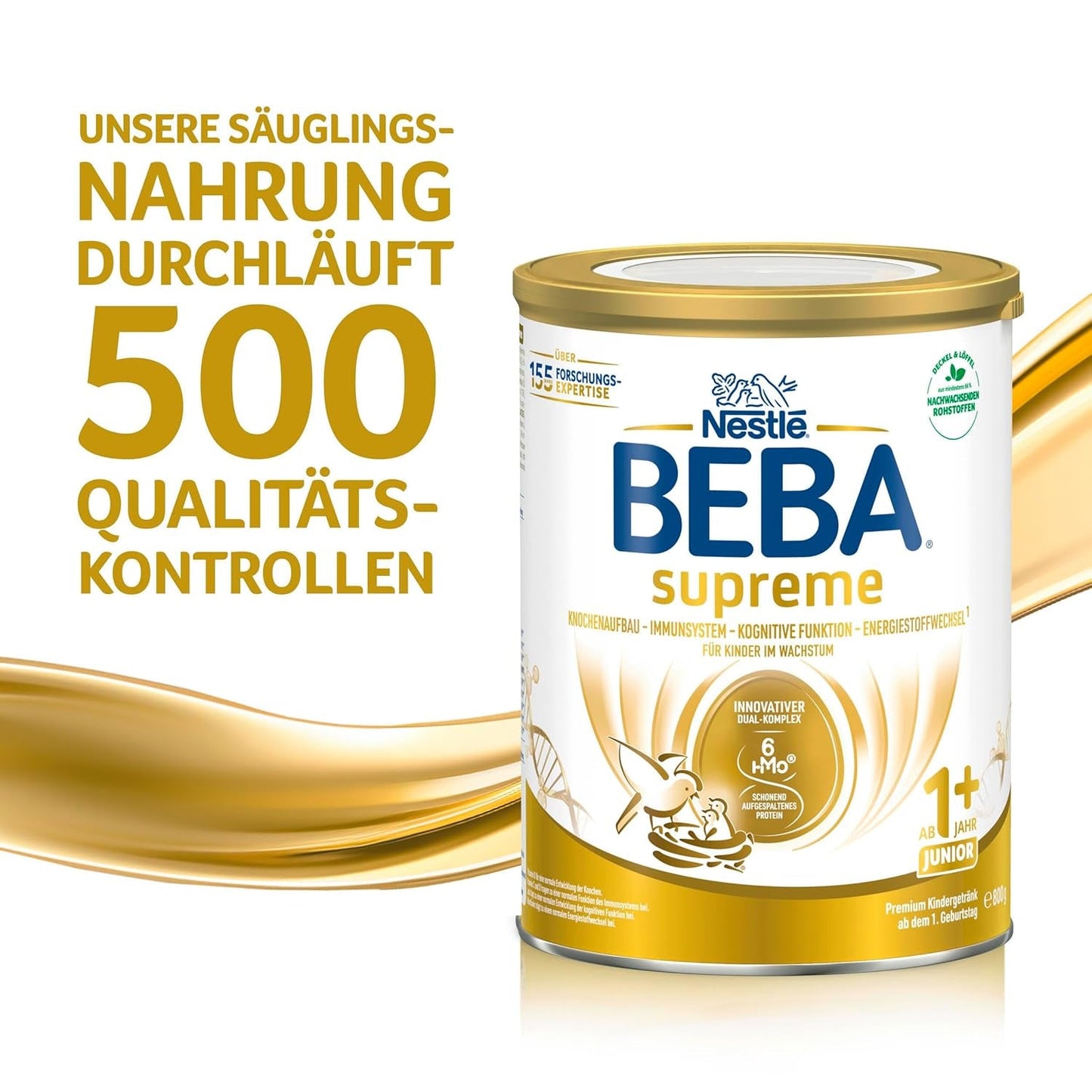 BEBA SUPREME JUNIOR 1 Plus – Getränk für Kinder ab 1 Jahr, mit Komplex 6 HMO, laktosefrei, palmölfrei, fischölfrei, Nahrung für Kleinkinder, Babymilchpulver, 6er Pack (6 x 800g)