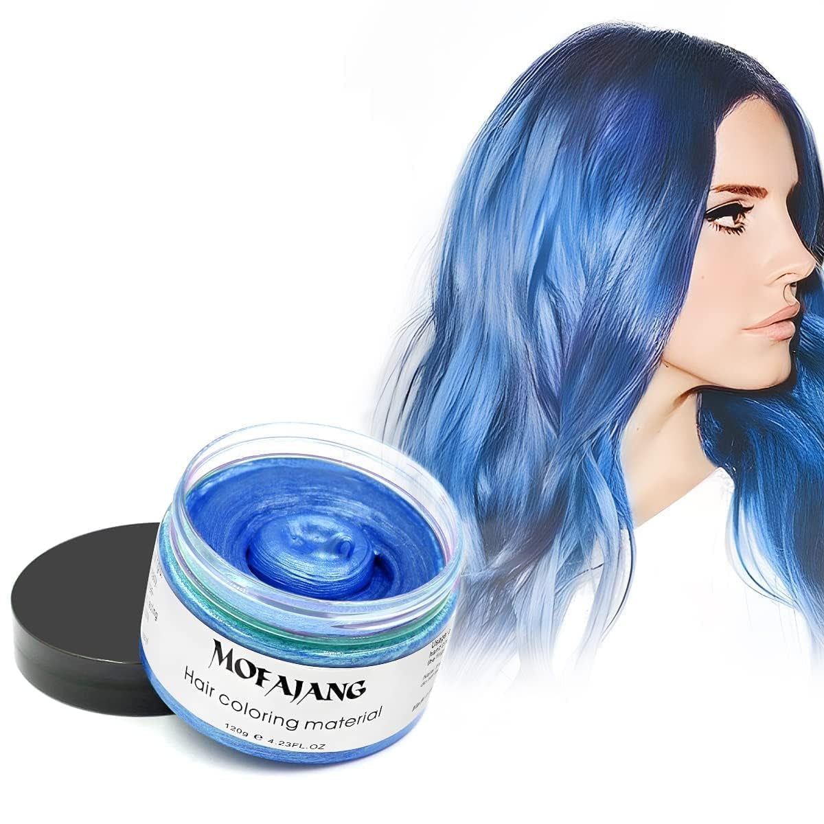 Temporäre Haarfarbe, 4,23 Unzen, Farbwachs für Männer und Frauen, waschbar, natürliche Farbe, Pomade, sofortige Haarfarbe für Party, Cosplay, Halloween (rot), Naty Shop Haarfarbe blau, 120 g (1 Packung)