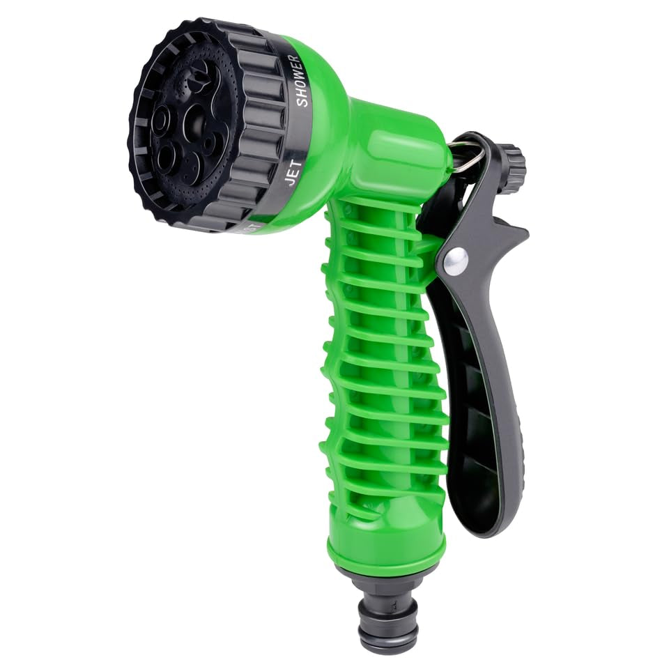 Kinzo Flexibler Gartenschlauch 20 m – inkl. Schlauch Schlauchzubehör – Flexibler Schlauch mit Sprühkopf mit 7 Sprühpositionen – Kunststoff – Grün/Grau