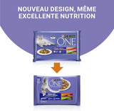 Purina One - Spezialfutter in Sauce Rind/Huhn/Ente und Turkeyhn für Katzen mit Appetit, 340 g