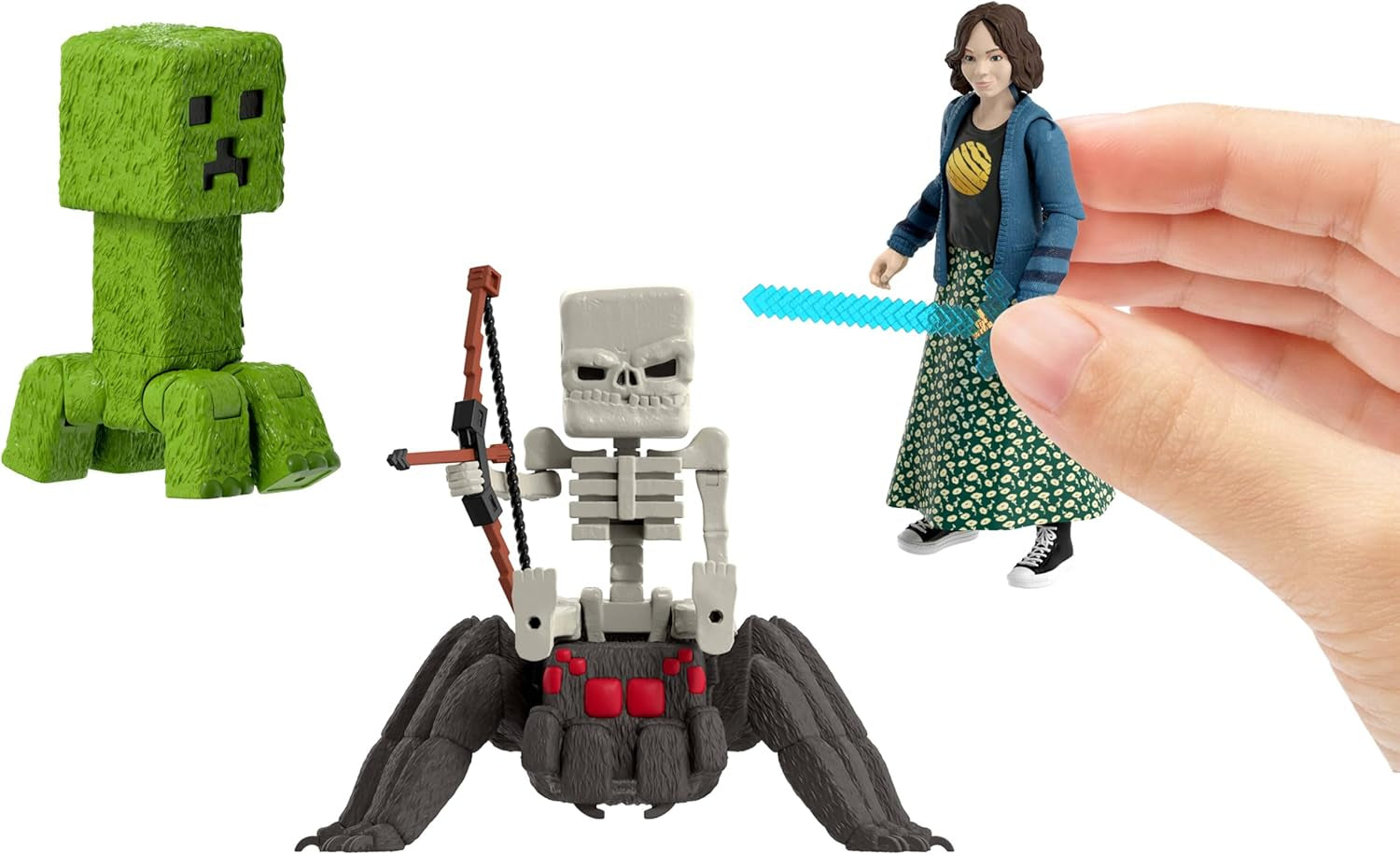 Mattel Minecraft Story-Set mit 4 Actionfiguren und 3 Zubehörteilen. Encounters In The Overworld Set, vom Minecraft-Film inspiriertes Sammelspielzeug JFR70 Actionfiguren Naty Shop
