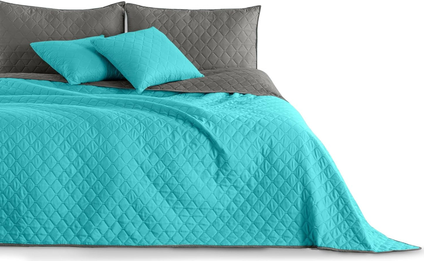 Decoking Tagesdecke 200 x 220 cm Graphit Anthrazit Silbergrau Zweiseitige Tagesdecke pflegeleicht Axel Beds and Blankets Besuchen Sie den DecoKing-Store Axel Türkis Steel 170 x 210 cm