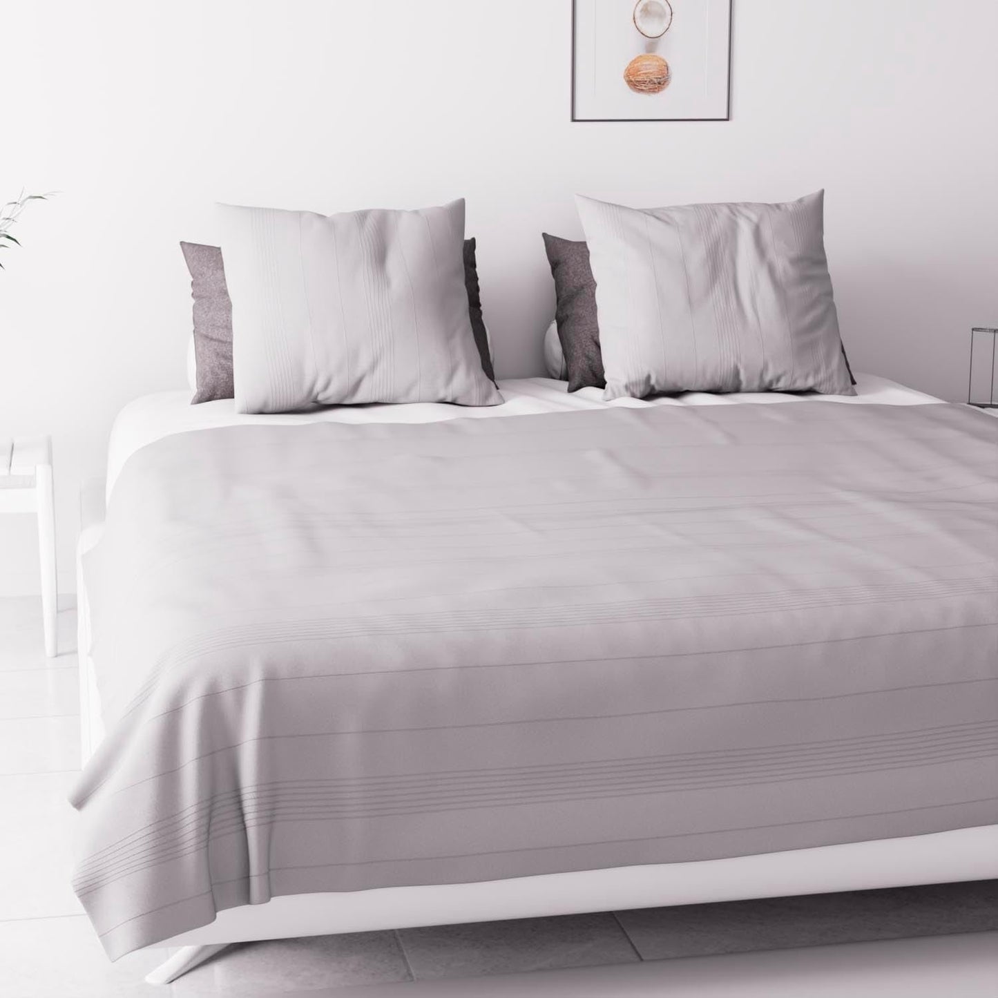 Soleil D'Ocre Adele, Zickzack-Bezug, vom Sofa geworfen, Polycoton, Grau, 220 x 240 cm Bettdecken und Steppdecken Naty Shop