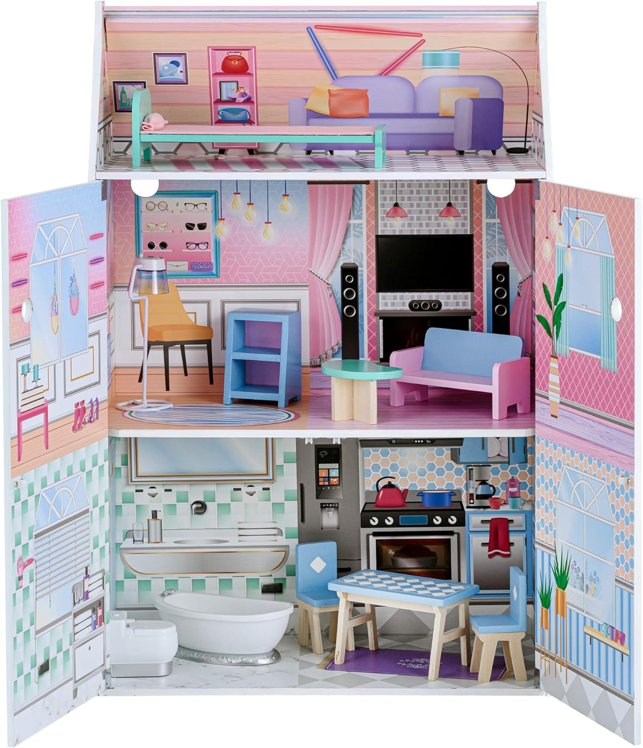 Olivias Little World Glasshouse Kids 12" Puppenhaus & 10 Puppenzubehör 3,5" Multi Td-12518D Puppenhäuser Naty Shop