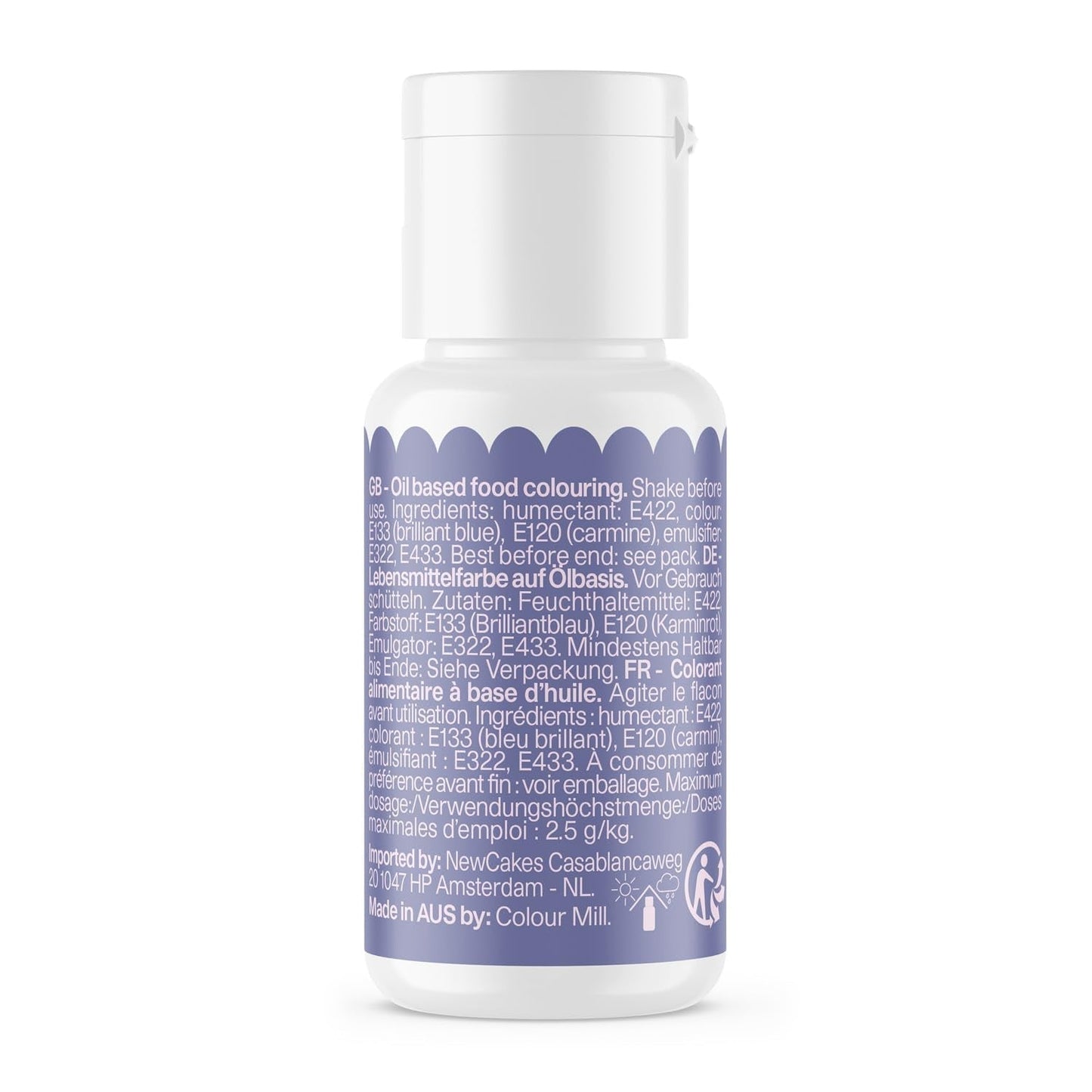 Lebensmittelfarbe auf Ölbasis Color Mill Blend Violett – Lebensmittelfarbe für Schokolade, Fondant, Muffins, Kuchen, Backen, Makronen – Lebensmittelfarbe zum Dekorieren von Kuchen – 100 ml