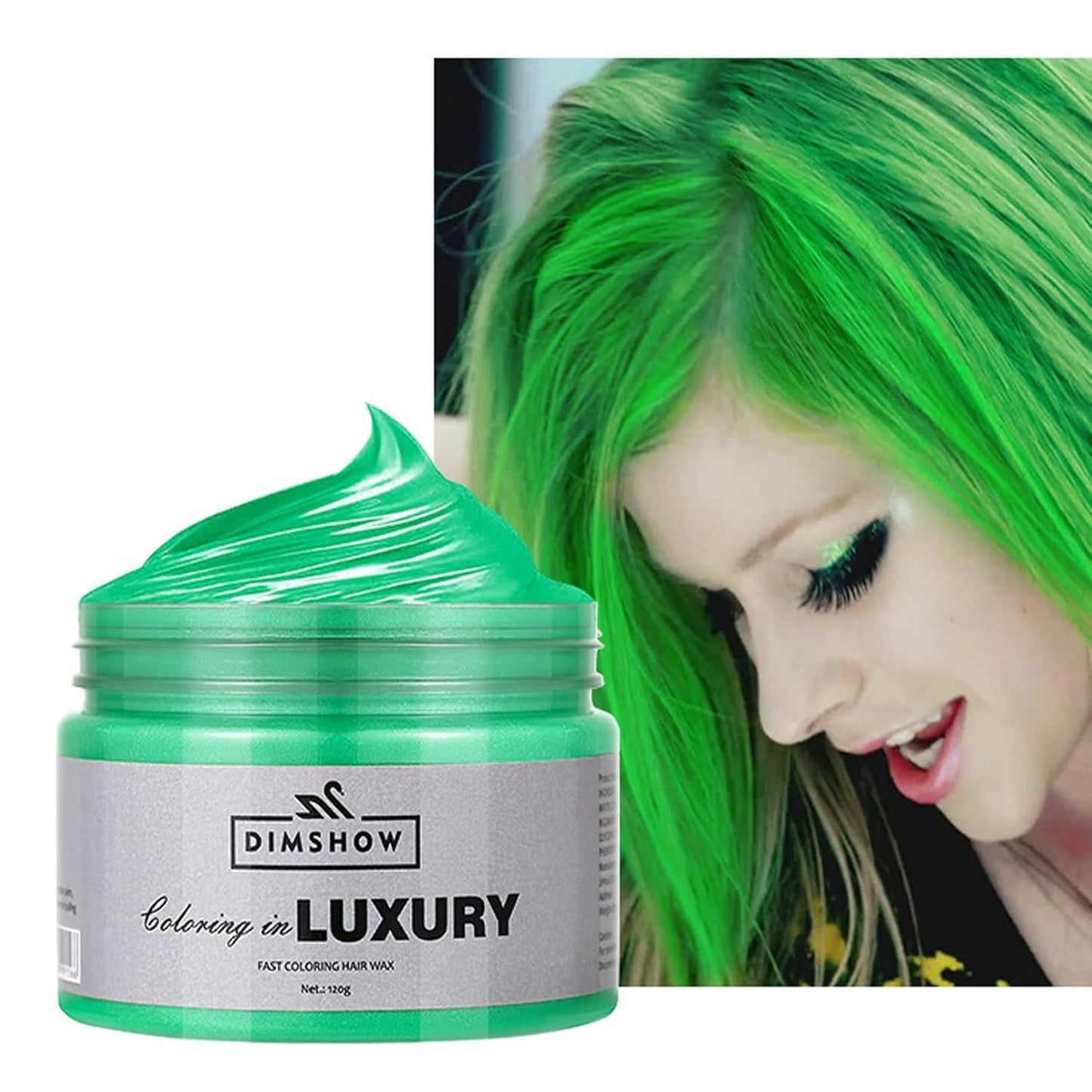 Temporäres grünes Haarwachs, temporäres Crazy Green-Haarspray, waschbarer semipermanenter Schlamm, einmalige Haarfarbe, sofortige Styling-Haarpastenschlamm, natürliche Haarfarbe für Partys, Aktivitäten und Halloween. Standardtitel für Haarfärbemittel im Naty Shop