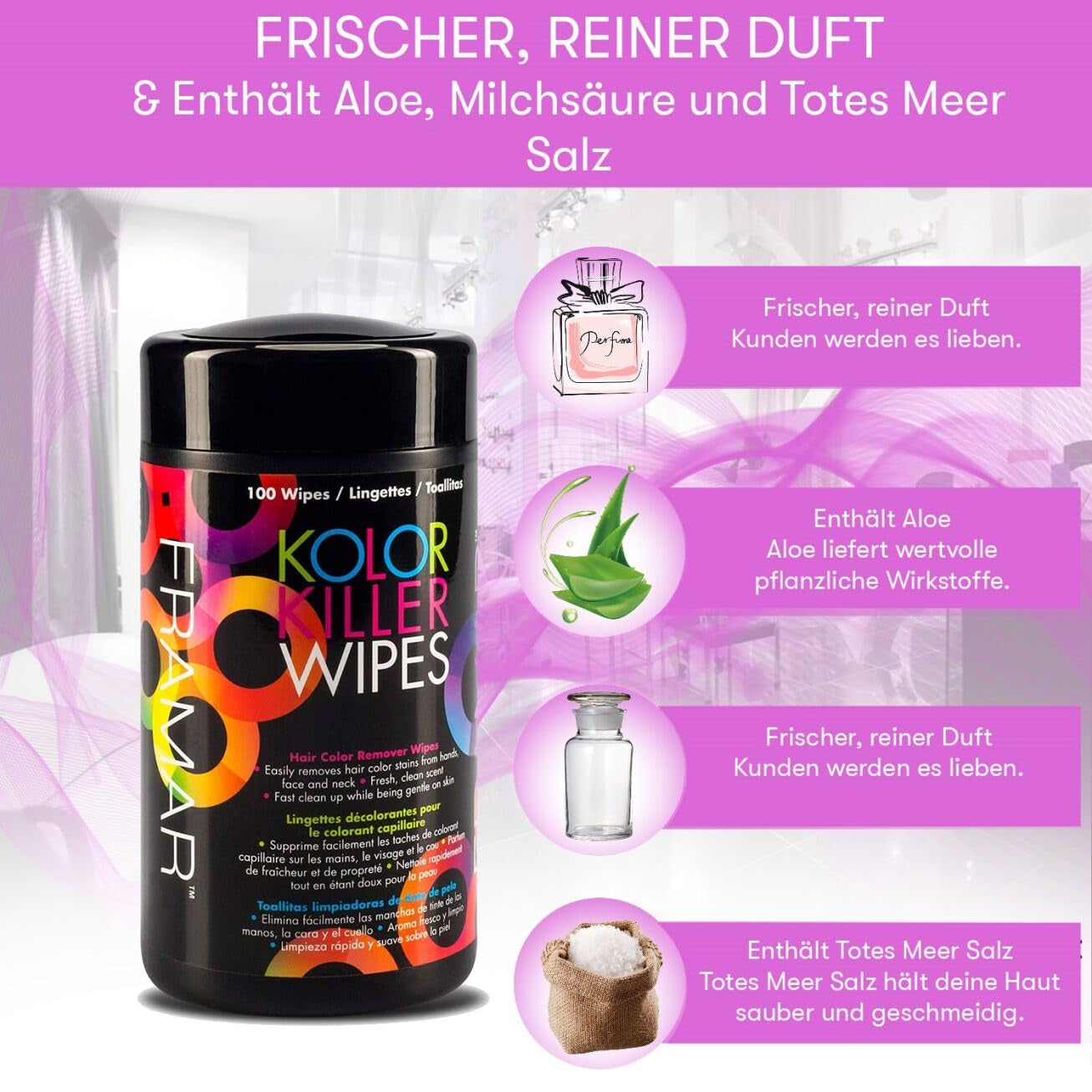 FRAMAR Entferner für gefärbtes Haar - Entferner für gefärbtes Haar, Entferner für gefärbtes Haar, Entferner für gefärbtes Haar, Zubehör zum Färben von Haaren, Entferner für gefärbtes Haar, Entferner für gefärbtes Haar - 100 Tücher Haarfärbemittel Naty Shop