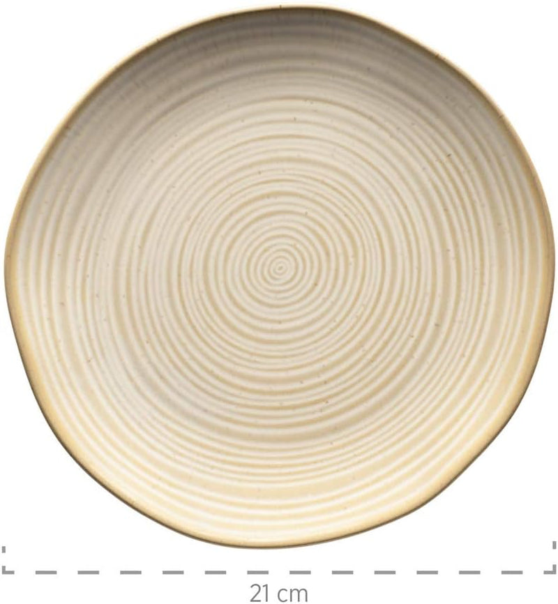 MÄSER 931512 Nottingham Vintage Series Tafelservice für 4 Personen, Kombiservice aus 20 Teilen mit unregelmäßigen runden Formen im Retro-Look, Fliese, Beige