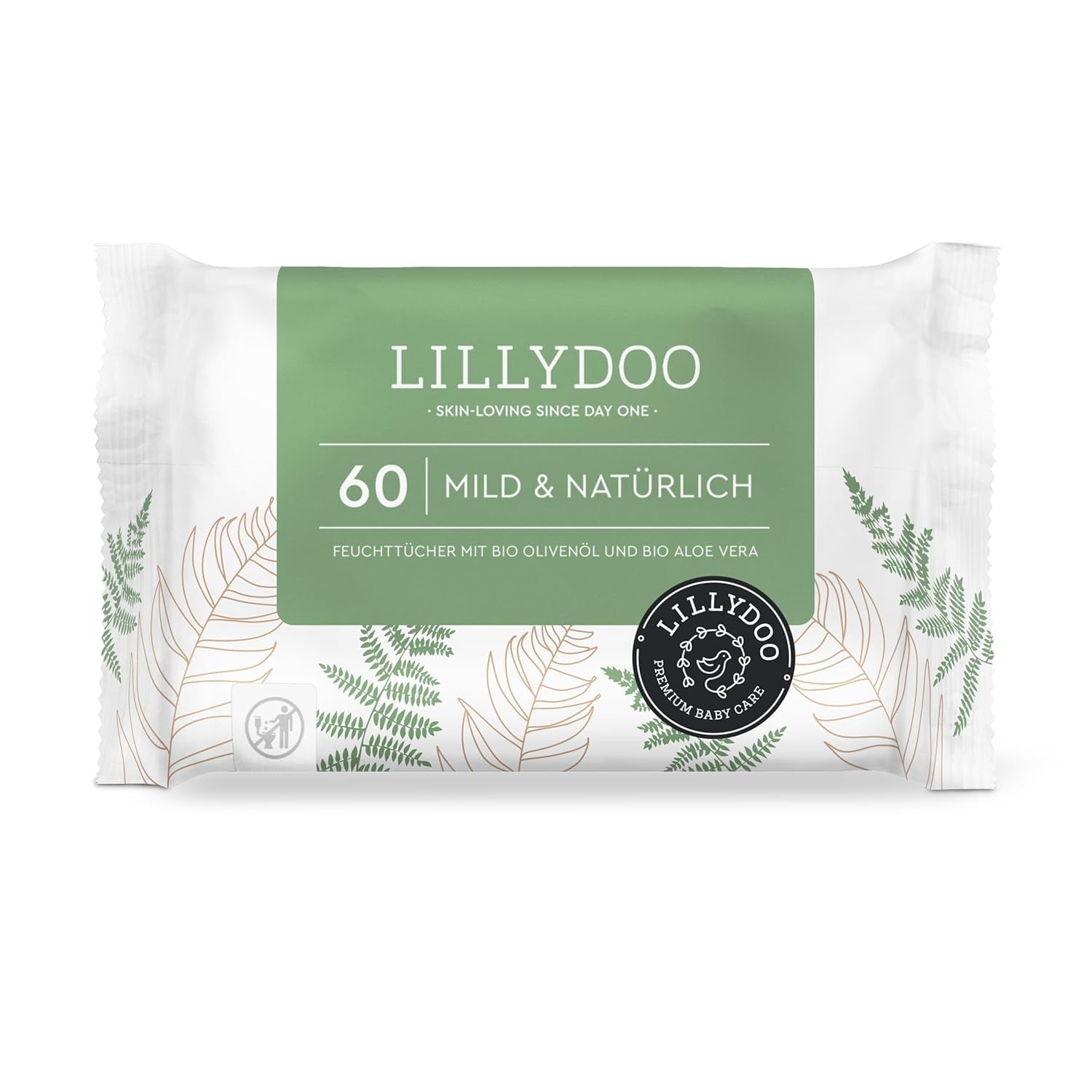 Grüne Feuchttücher von LILLYDOO, 600 Stück (10 x 60), 100 % plastikfrei, reißfestes Tuch – parfümfrei, sanft und natürlich, sanfte Reinigung für empfindliche Haut, dermatologisch getestet