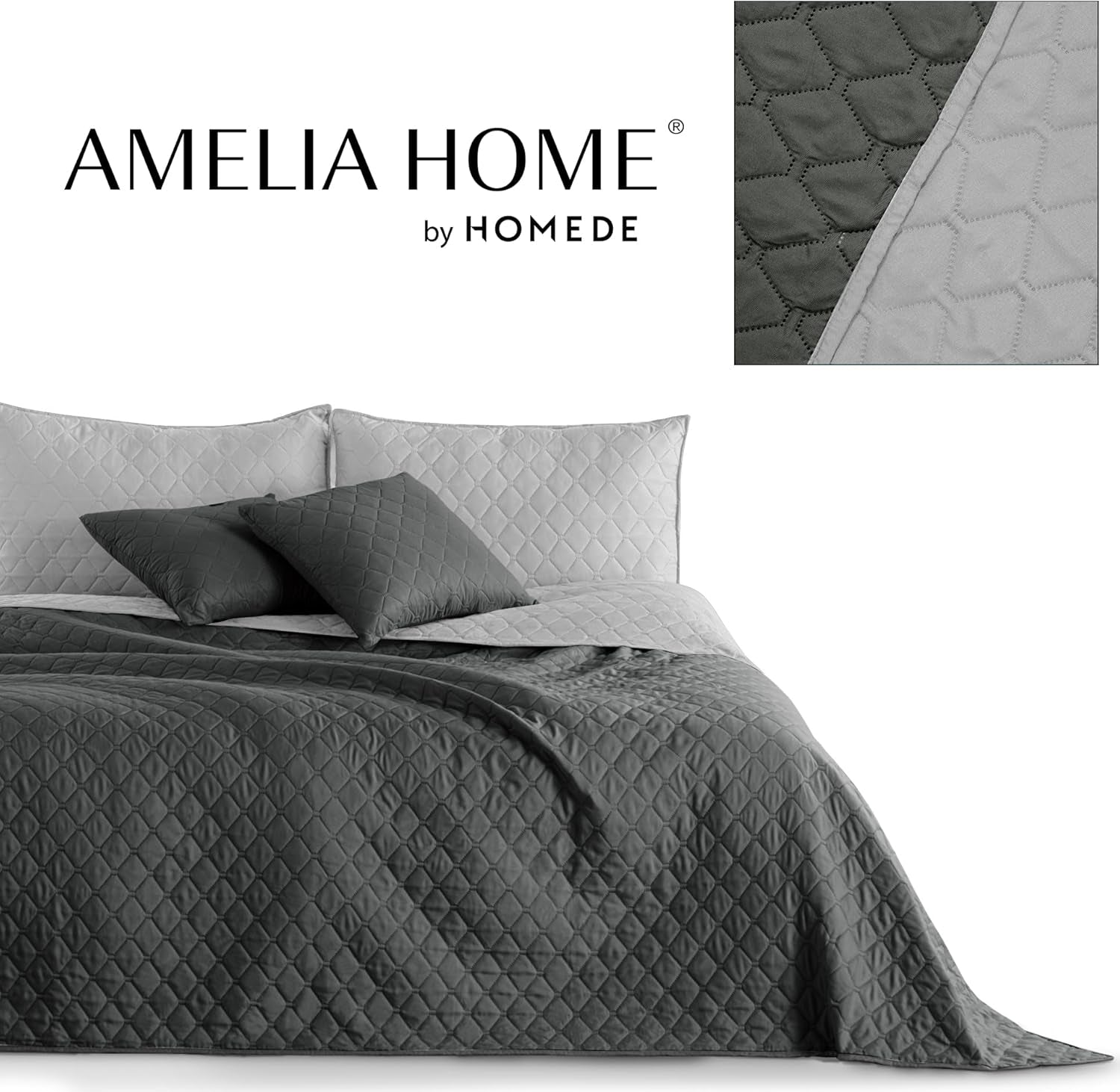 Decoking Tagesdecke 200 x 220 cm Graphit Anthrazit Silbergrau Zweiseitige Tagesdecke pflegeleicht Axel Beds and Blankets Besuchen Sie den DecoKing-Store