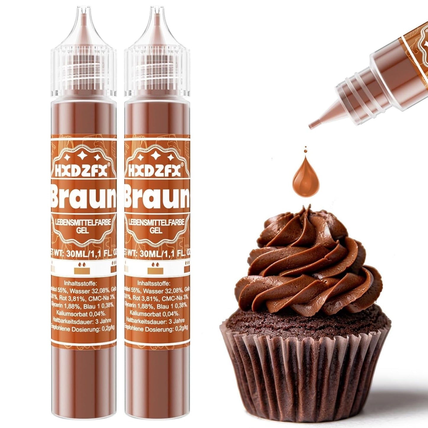 Gel-Lebensmittelfarbe – HXDZFX 2×30 ml, zuckerfreie Lebensmittelfarbe, hochkonzentriert, zum Dekorieren von Kuchen, weißem Fondant, Makronen, Keksen, Backen, Ostereiern, Schleim (Traubenviolett)