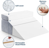 Lesekissen und Federbeinerhöhungskissen, Memory-Schaum-Kissen für Nacken, Rücken und Beine, multifunktionales abnehmbares Kissen für Bett, Sofa, Sitzen, Schlafen und Ausruhen, 58 x 55 x 28 cm