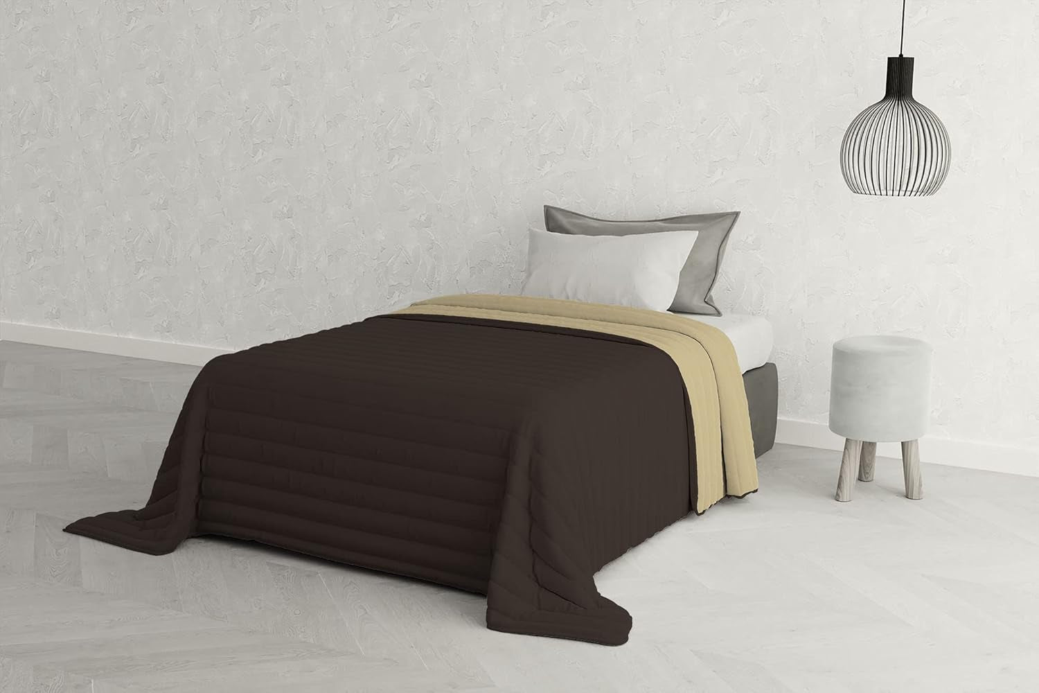 Italienische Bettwäsche Estivo Einzelbett, Leinen, Aqua, 170 x 270 cm Bettdecken und Steppdecken Naty Shop Marrone/Panna 170 x 270 cm