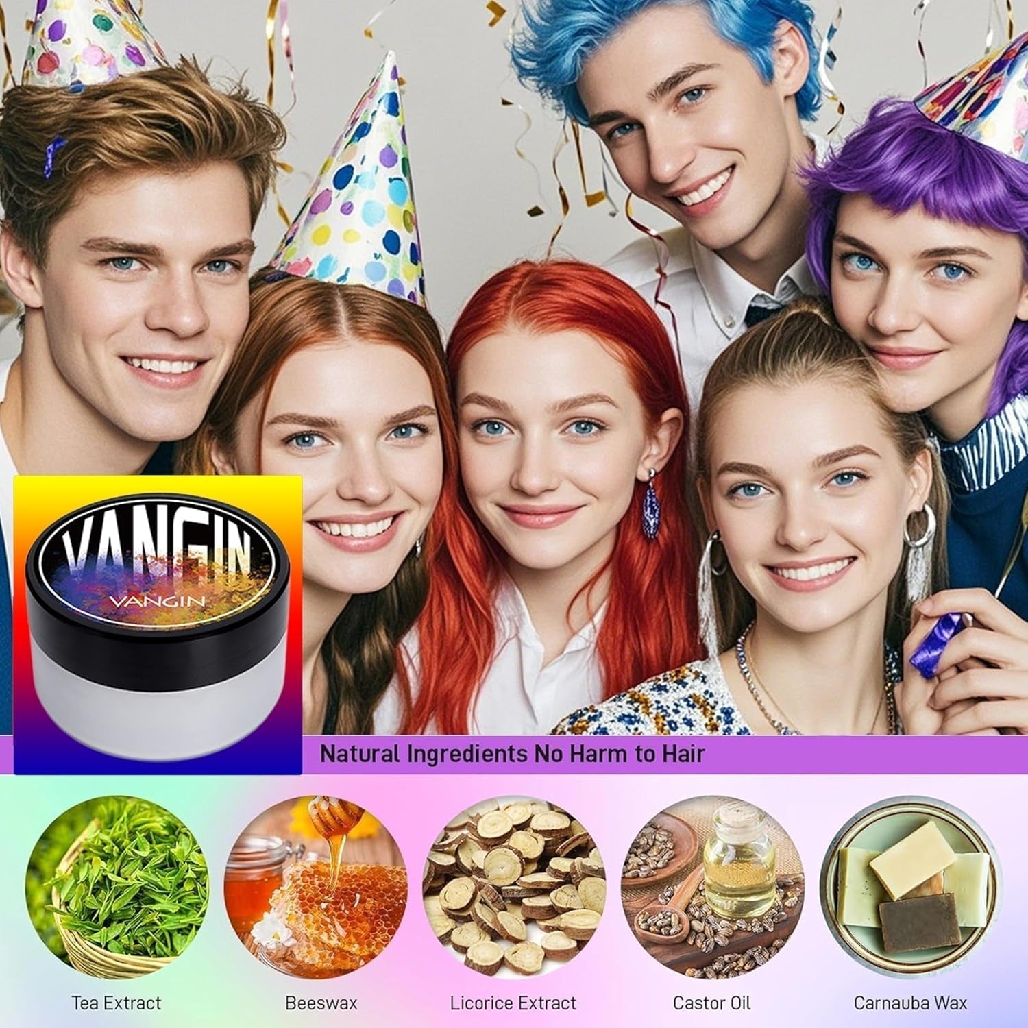 Grüne temporäre Haarfarbe, Styling-Haarfarbe für Männer und Frauen, natürliche Haarpomade, Haarfärbewachs für Party, Cosplay & Halloween, Weihnachten, cremefarbene temporäre Haarfarbe (100 g, grün) Naty Shop Haarfarbe