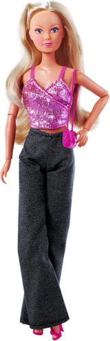 Simba Steffi Love Jeans und Glitzer, passend auf 2 Arten, EIN Artikel enthalten, Glitzer-Oberteil mit Jeans und Modeaccessoires für 29-cm-Puppen, Puppe nicht im Lieferumfang enthalten, ab 3 Jahren