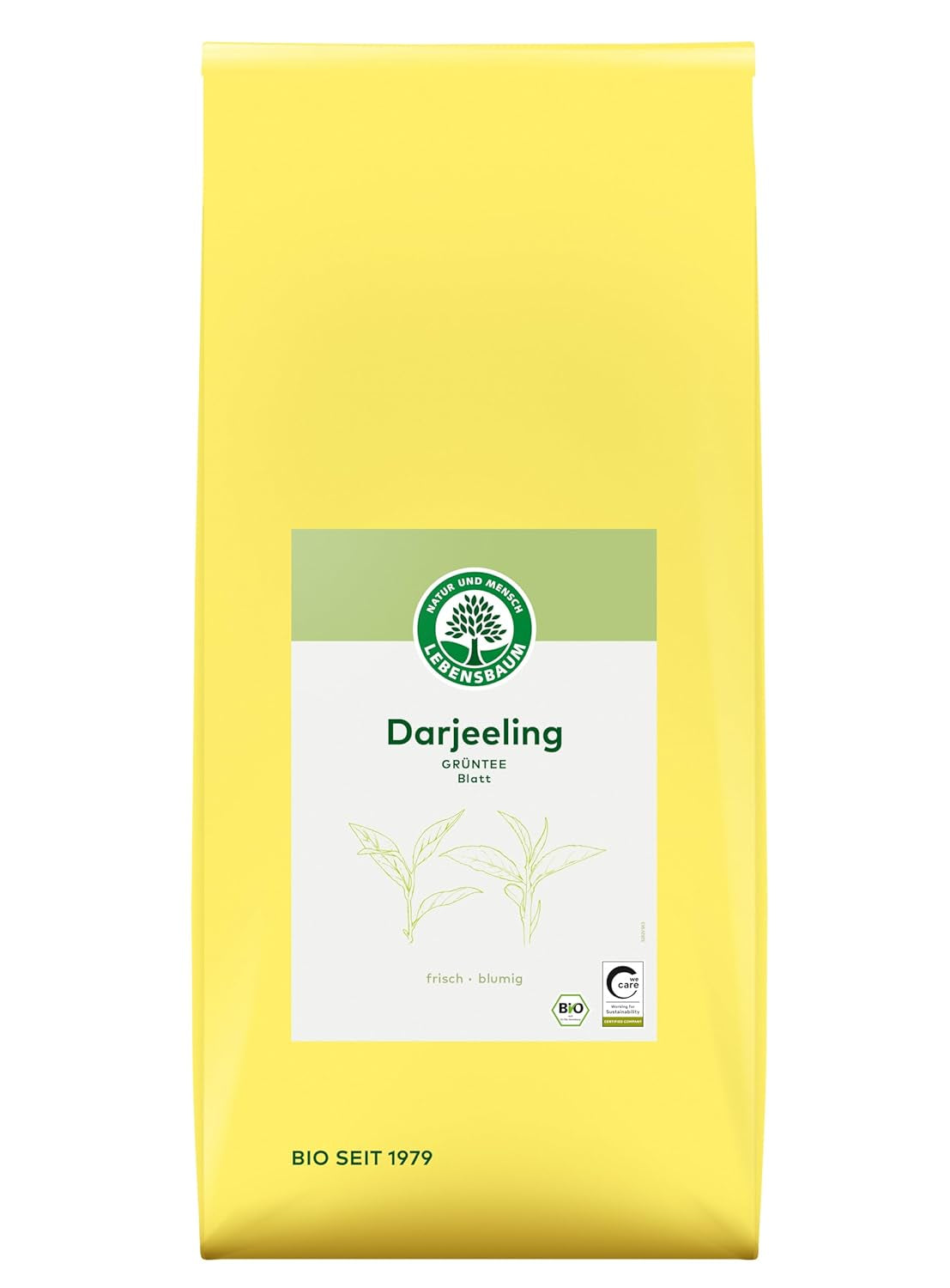 Lebensbaum Darjeeling Ganzblatt-Grüntee, Bio-Tee, Grüner Tee mit frischem Blumengeschmack, hellgrüne Farbe, 1000 g