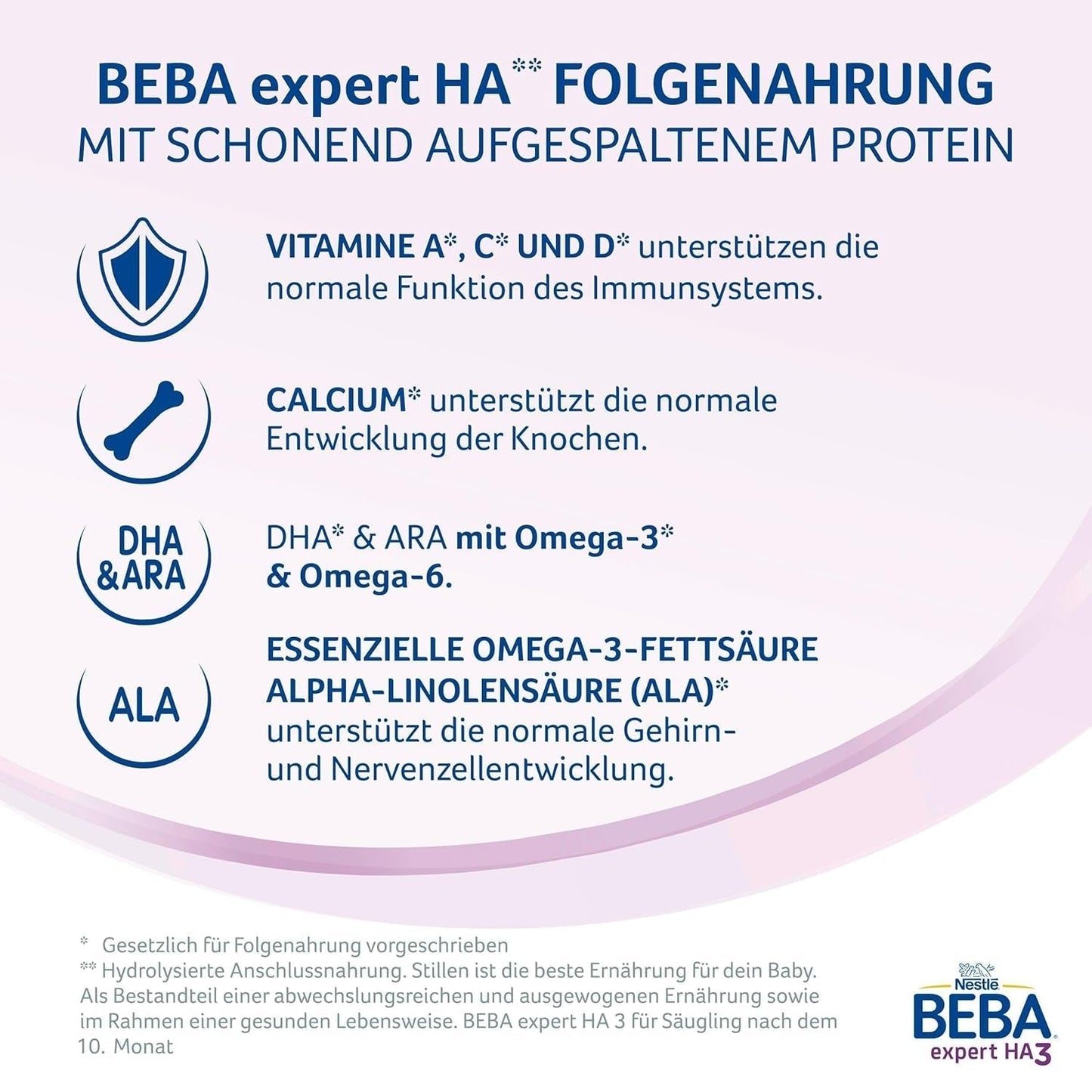 BEBA Expert HA 2 Folgemilch nach 6 Monaten, Babynahrung mit hydrolysiertem Protein, nur Laktose, palmölfrei, 6er Pack (6 x 550 g) Naty Shop
