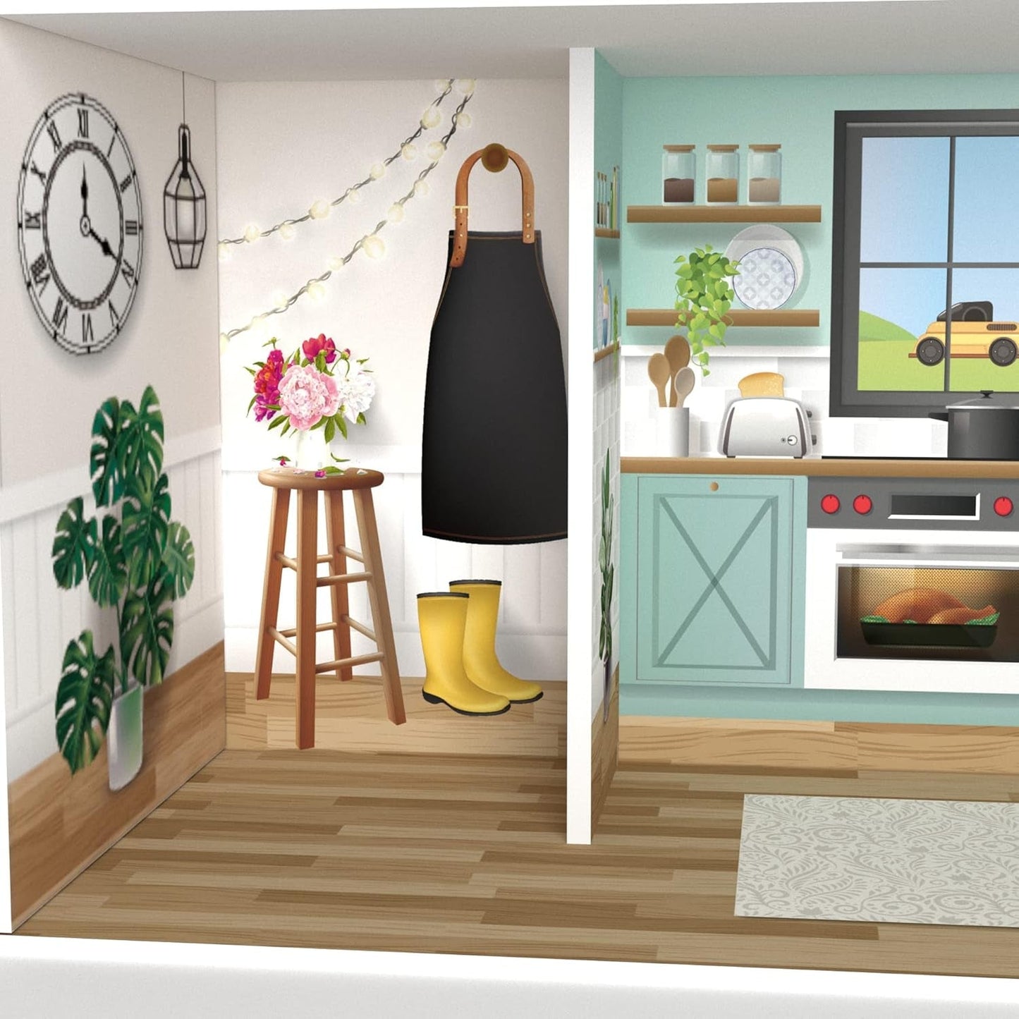 Olivia'S Little World Dreamland Farmhouse Kids Interaktives Puppenhaus aus Holz 3 Etagen mit 13 Puppenmöbelzubehör Weiß TD-13632A Puppenhäuser Naty Shop