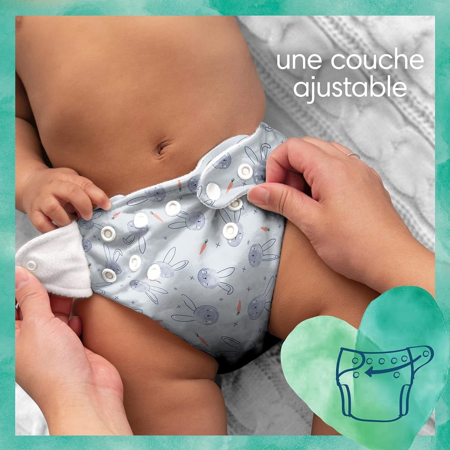 Pampers – Harmony Hybrid Starter Pack, 3 waschbare Windeln + 25 Einweg-Oberschichten – 1 Packung