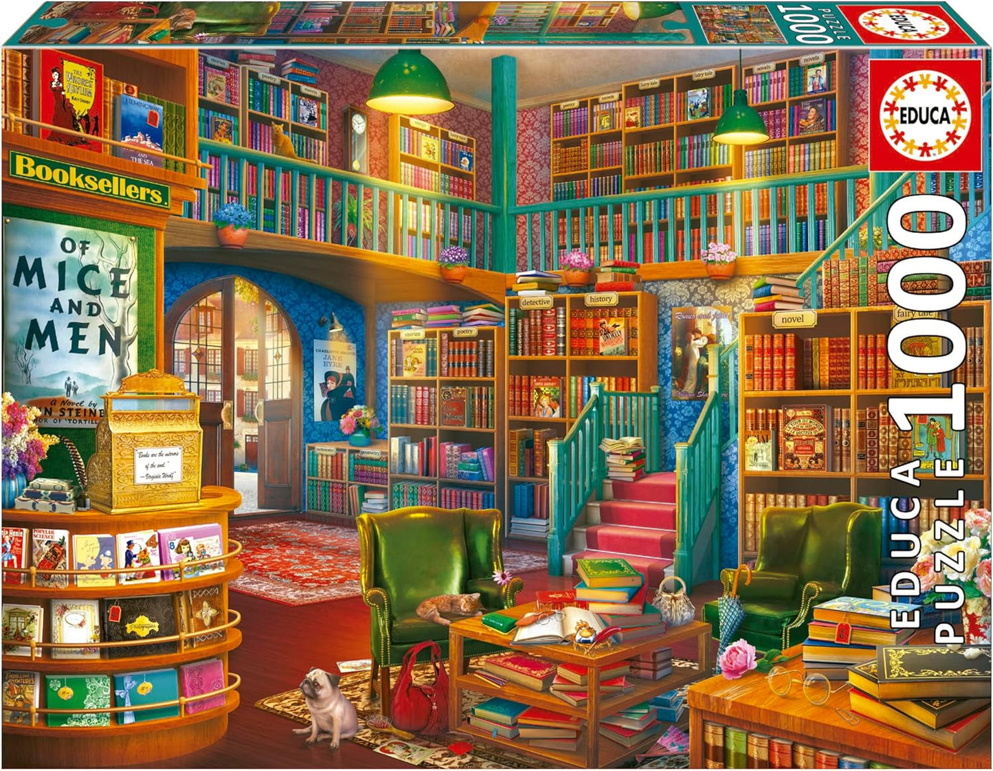 Educa - Puzzle mit 1000 Teilen für Erwachsene | Bibliothek. Abmessungen: 68 x 48 cm. Inklusive Fixpuzzle-Puzzlekleber. Seit 14 Jahren (19925) Puzzle Naty Shop Standardtitel