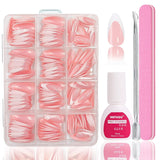 Ballerina-Kunstnägel-Set – 240-teiliges zartes Flieder-Rosa-Kunstnägel-Set, vollflächiger Kleber auf Kunstnägeln, Set mit künstlichen Nagelspitzen für Maniküre und Nagelkunst für Frauen und Mädchen (Lavendelrosa)