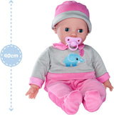 Simba 105140066 – Laura Interactive, Weichkörperpuppe mit schläfrigen Augen, plappert bei Bewegung, trinkt aus der Flasche und schläft, 40 cm, Puppe ab 2 Jahren Naty Shop Dolls