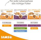 IAMS Delights Land & Sea Collection Nassfutter für Katzen – Fleisch- und Fischsortiment, Multipack in Soße, Nassfutter für Katzen ab 1 Jahr, 12 x 85 g