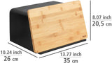 WENKO Brotkorb Kubo mit Bambusbrett, vielseitige Brotaufbewahrung mit Deckel und integriertem Bambus-Schneidebrett, Frischhaltebox, langlebige Brotaufbewahrung, 35 x 20,5 x 26 cm, Schwarz/Natur, Frischhalteboxen Naty Shop