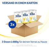 BEBA 2 - Folgemilch nach 6 Monaten, mit 5 HMO-Komplex, altersgerechter Proteingehalt, laktosefrei, palmölfrei, fischölfrei, Babynahrung, Babymilchpulver, 3er Pack (3 x 800g)