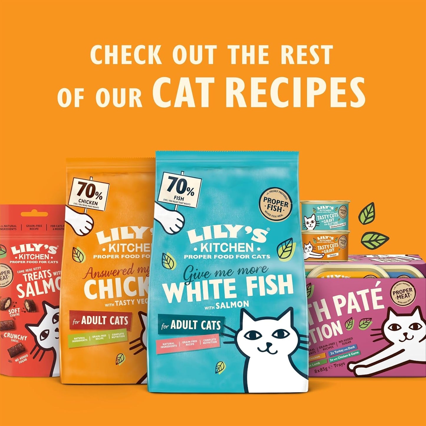 Lily's Kitchen Nassfutter für ausgewachsene Katzen mit natürlichen Inhaltsstoffen, Multi-Tablett-Packung, Bio-Tortengetreidefrei, 4 x (8 x 85 g)