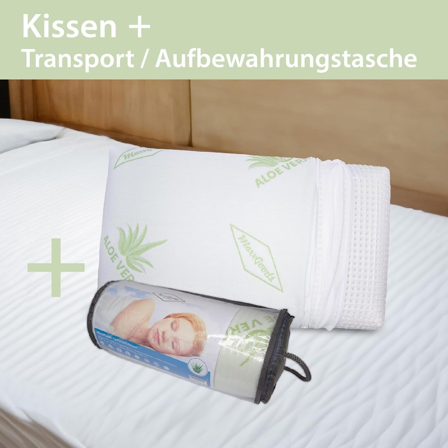 Maxxgoods Orthopädisches Nackenstützkissen aus Visco-Gelschaum mit Aloe-Vera-Schutzbezug und Innenbezug aus 100 % Baumwolle – Kissen für Bauch-, Rücken- und Seitenschläfer (42 cm x 70 cm x 12 cm). Orthopädische Nackenkissen von Naty Shop