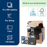 Tork 477851 Schwarze 1/8-Falz-Lunchservietten / 2-lagige vorgefaltete Papierservietten für Snacks oder kleine Mahlzeiten / Erweiterte Qualität / 10 x 200 (2000) Servietten / 32,6 x 33 cm (L x B)