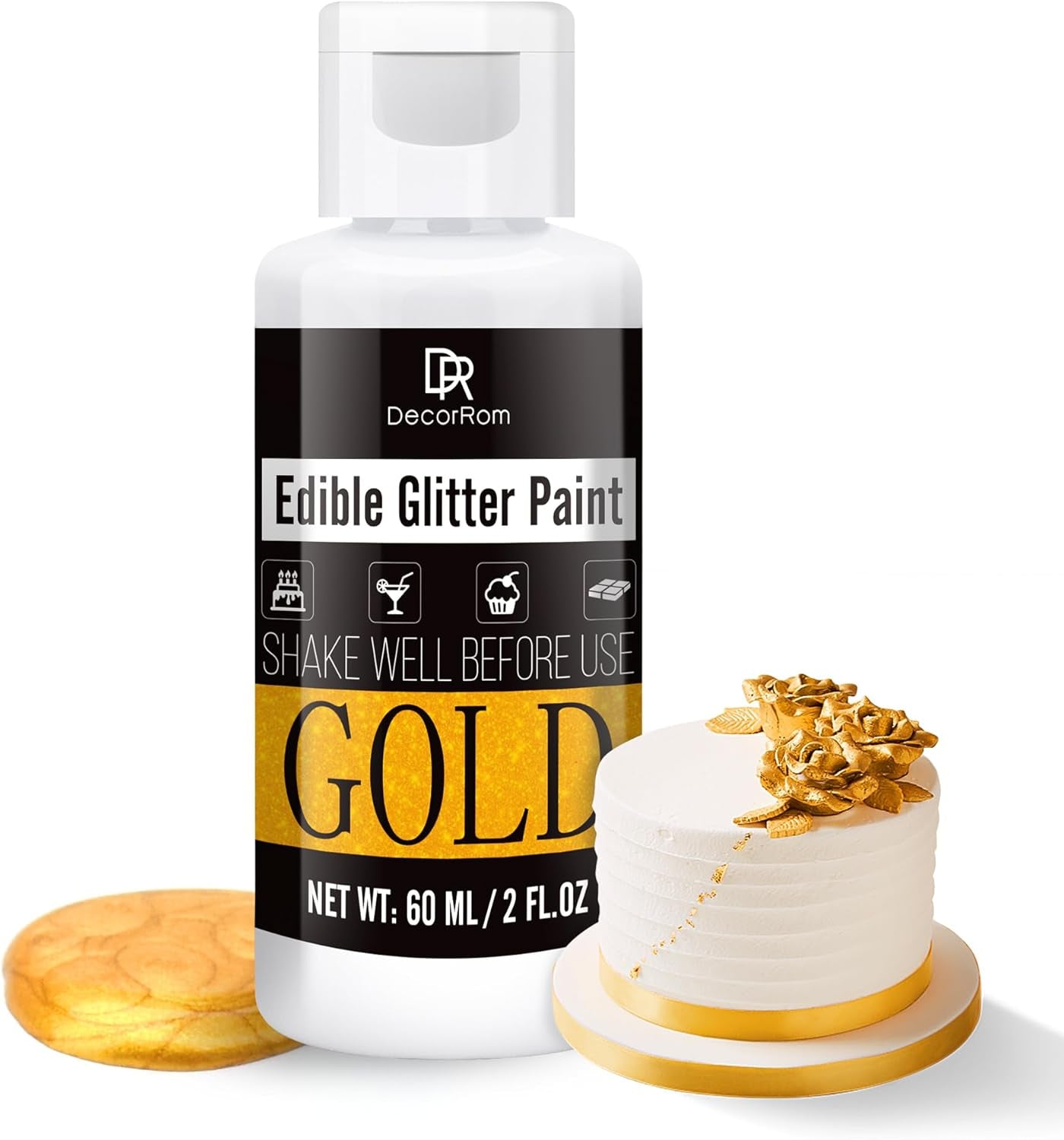 Essbarer flüssiger Glitzer – 6 Farben metallischer Glitzer, Lebensmittelfarbe zum Dekorieren von Kuchen, Backen, Muffins – essbares flüssiges Glitzer-Metallic-Pulver für selbstgemachte Kekse, Fondant, Kuchen