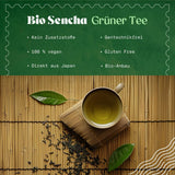 Naturalebio Japanischer Sencha-Tee – 200 g Bio-Grüntee – 100 % reiner und natürlicher Sencha-Grüntee – lose Blätter aus der ersten Ernte – Bio-Produkt aus Japan
