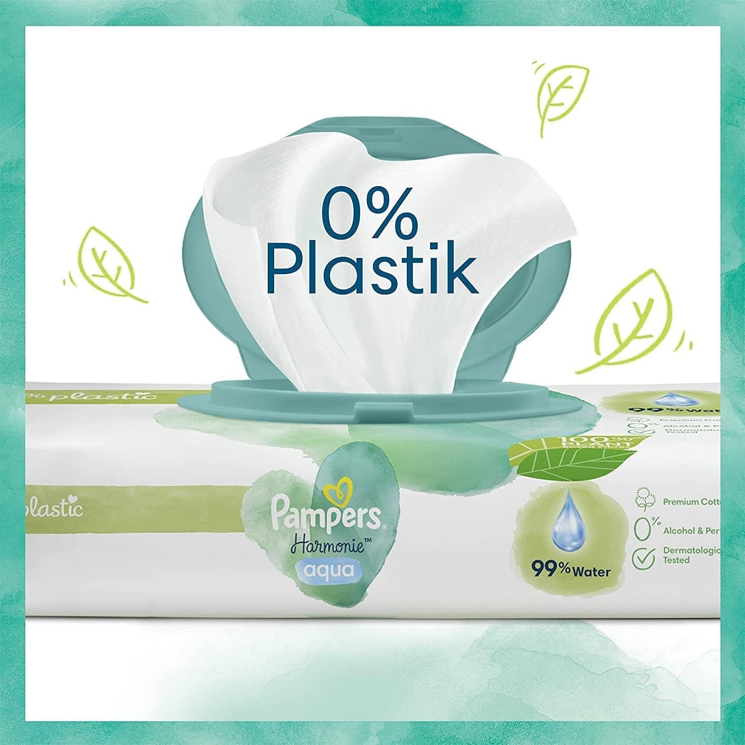 Harmonie Aqua Babywindelset Größe 1 (2–5 kg, 180 Stück), Größe 2 (4–8 kg, 240 Stück), Halbmondbox und Aqua Babytücher, 720 Tücher (15 x 48), Baby-Starterset