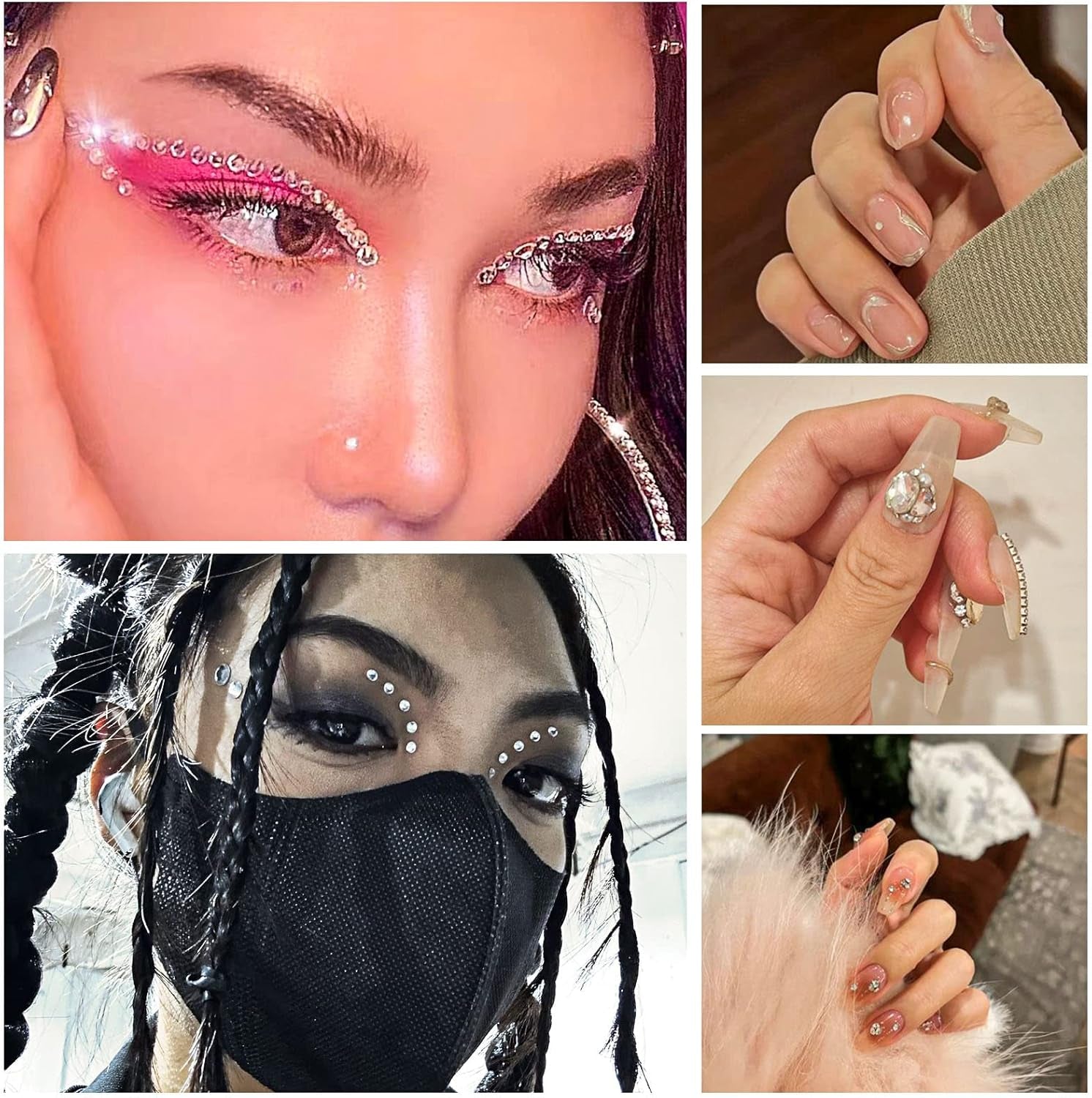 Beadsland 2500 Stück Glas Nailart Strasssteine ​​​​Kristall Flatback Edelsteine ​​​​Runde, ​​Für Handwerk Gemischt 8 Größen SS4 ~ SS30 Mit Picking Pinzette Und Stift (Kristall Weiß)