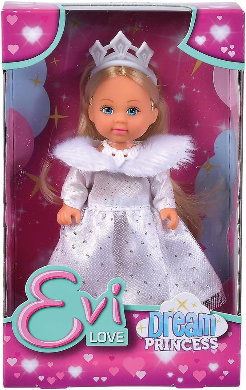 Simba Evi Princess of Love's Dreams, Spielpuppe in einem verträumten Winterkleid mit Fellbesatz und Glitzerelementen, 12 cm, ab 3 Jahren